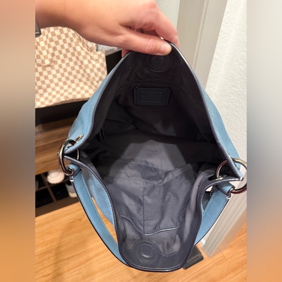 Coach Clarkson Hobo Blue Leather Women's Purse - Picture 7 of 11